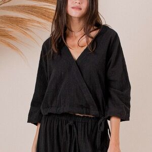 Indigo Luna Black Wrap Top